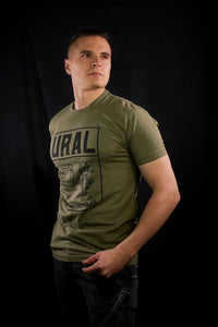 Crew Neck T-Shirt -Sidecar Badge Military Green